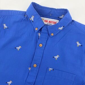 Chubbies The Nutter Shirt Seagull Embroidered Popover Small Blue Short Sleeve